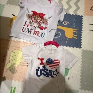 White Girls' Graphic Tees - Love Moo & I Heart USA
